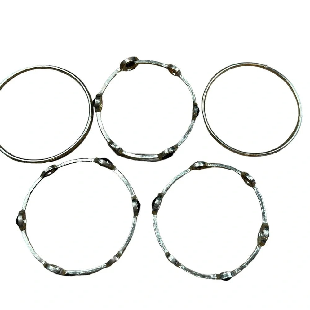 Set of 5 Gold & Black Bangle Bracelets